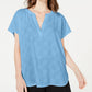 Blusa texturizada com decote em V feminina Alfani, azul, tamanho pequeno médio