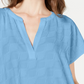 Blusa texturizada com decote em V feminina Alfani, azul, tamanho pequeno médio