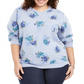 Moletom feminino Karen Scott Plus com estampa de lã azul tamanho 0X
