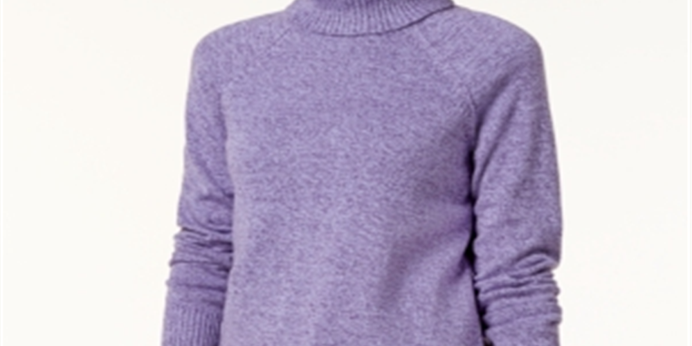 Karen Scott Suéter Feminino de Algodão com Gola Alta Roxo Tamanho Pequeno G