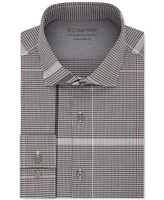 Camisa social masculina Calvin Klein Extra Slim Fit Performance Stretch com regulagem de temperatura e manga rosa, tamanho 34-35