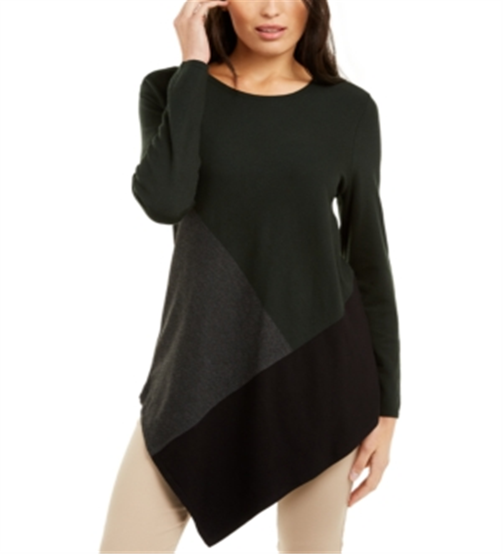 Blusa feminina Alfani Plus Colorblock assimétrica verde tamanho 3X