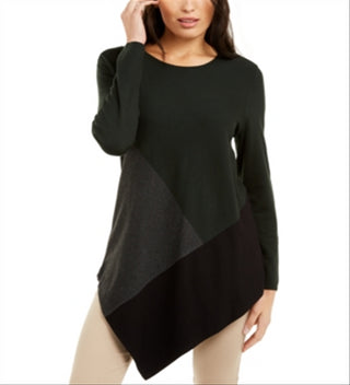 Blusa feminina Alfani Plus Colorblock assimétrica verde tamanho 3X
