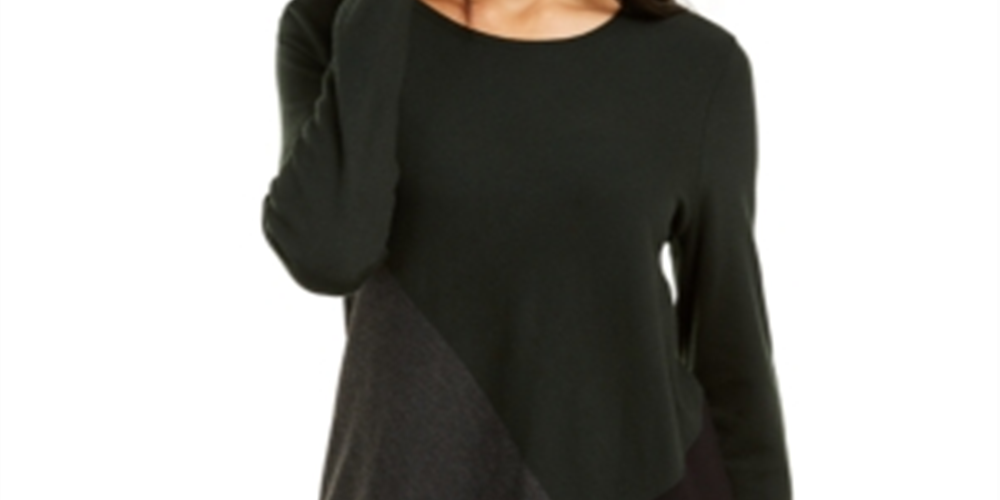 Blusa feminina Alfani Plus Colorblock assimétrica verde tamanho 3X