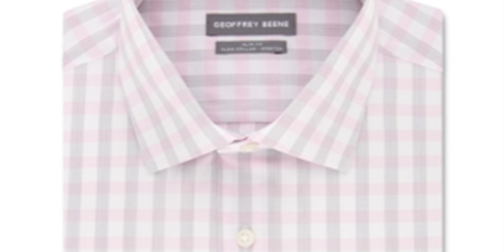 Camisa social xadrez elástica de desempenho slim fit masculina Geoffrey Beene, tamanho blush, L 16-16/5