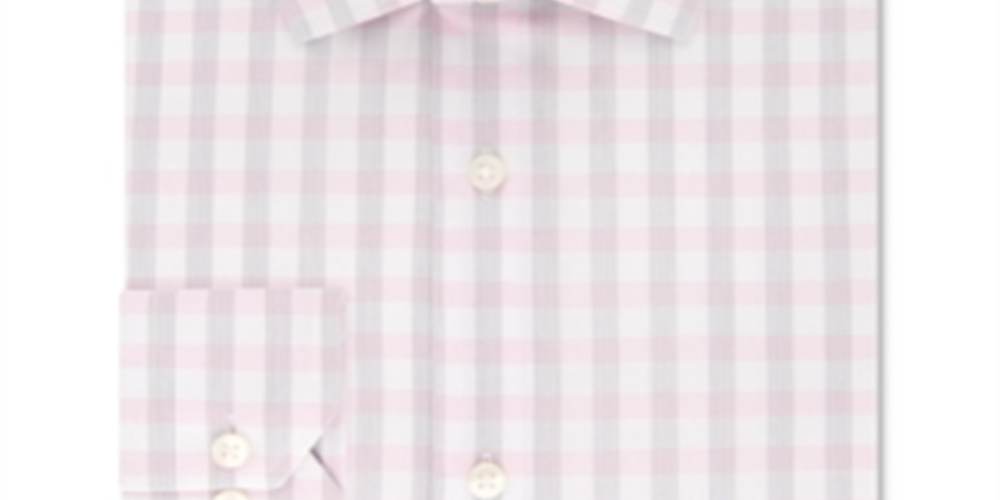 Camisa social xadrez elástica de desempenho slim fit masculina Geoffrey Beene, tamanho blush, L 16-16/5