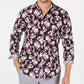 Camisa masculina de linho Adrian com botões e gola, roxa, tamanho extragrande, da INC International Concepts