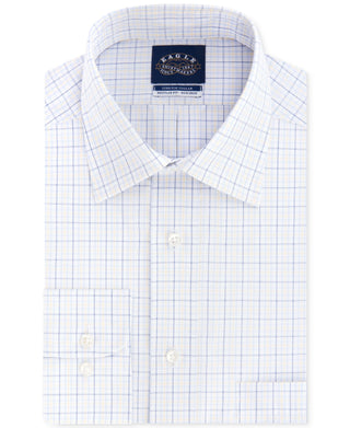 Eagle Men's Classic Fit Non Iron Stretch Collar Check Dress Shirt White Size M