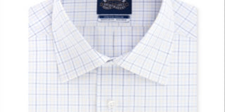Eagle Men's Classic Fit Non Iron Stretch Collar Check Dress Shirt White Size M