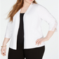 Cardigan feminino com acabamento em crochê JM Collection, tamanho 0X, branco