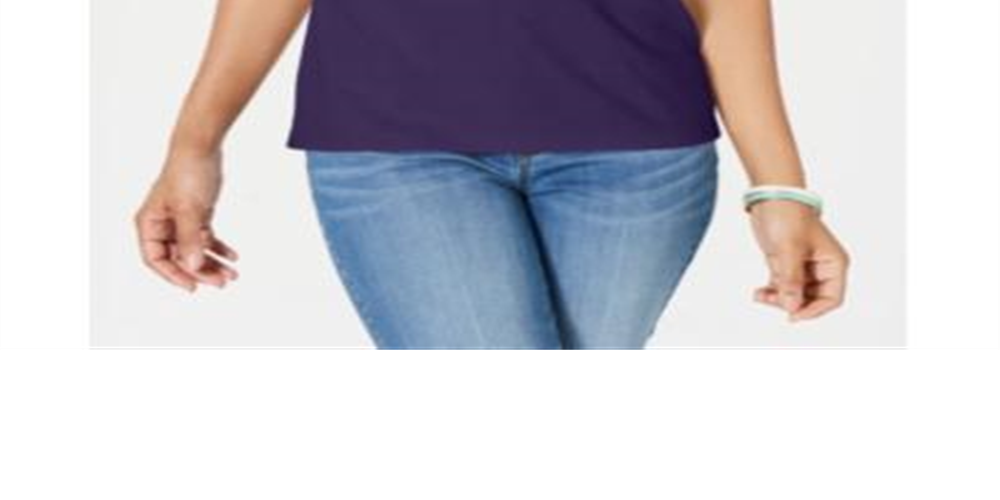 Karen Scott Blusa feminina sem mangas com decote falso, roxa, tamanho pequeno