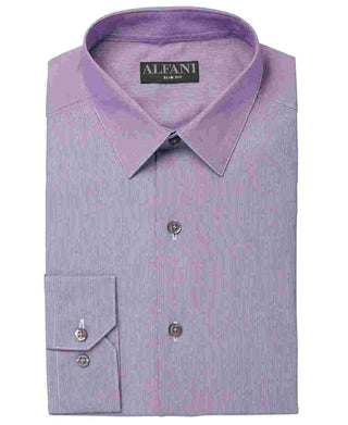 Camisa social masculina Alfani com gola slim fit, roxa, tamanho 15,5 x 34 x 35