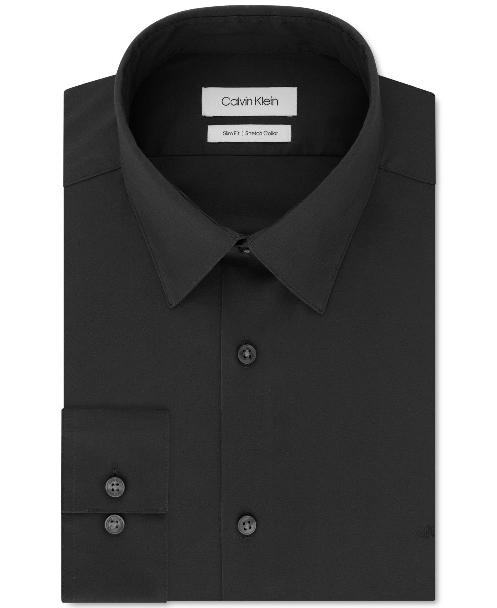 Camisa social masculina Calvin Klein Slim Fit com gola flexível elástica, cinza, tamanho 16x32x33
