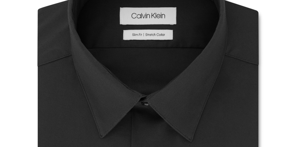 Camisa social masculina Calvin Klein Slim Fit com gola flexível elástica, cinza, tamanho 16x32x33