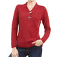 Karen Scott Suéter Henley de Algodão com Acabamento em Ferragens Feminino Vermelho Tamanho Pequeno GG
