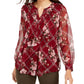 Top feminino Charter Club com estampa mista e decote dividido, vermelho, tamanho pequeno e pequeno