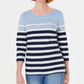 Blusa listrada com bolso Serena feminina Karen Scott, azul, tamanho pequeno, médio