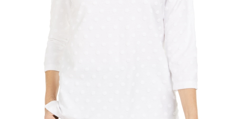 Karen Scott Sport Texturizado Feminino Manga 3/4 Top Branco Tamanho P