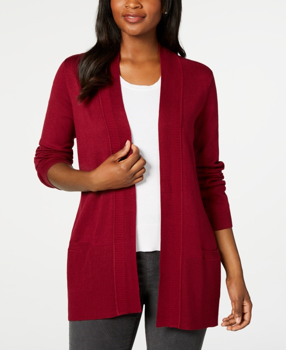 Karen Scott Cardigan Feminino Frente Aberta Vermelho Tamanho X-G