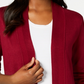 Karen Scott Cardigan Feminino Frente Aberta Vermelho Tamanho X-G