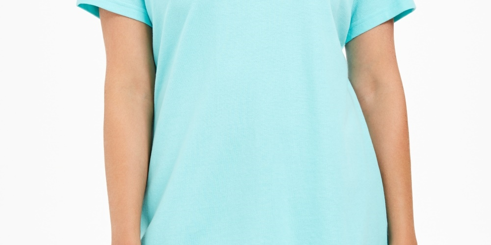 Camisa polo feminina Karen Scott de algodão, azul, tamanho X-S