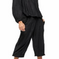 Camiseta unissex de manga comprida e gola redonda Free People, preta, tamanho extragrande