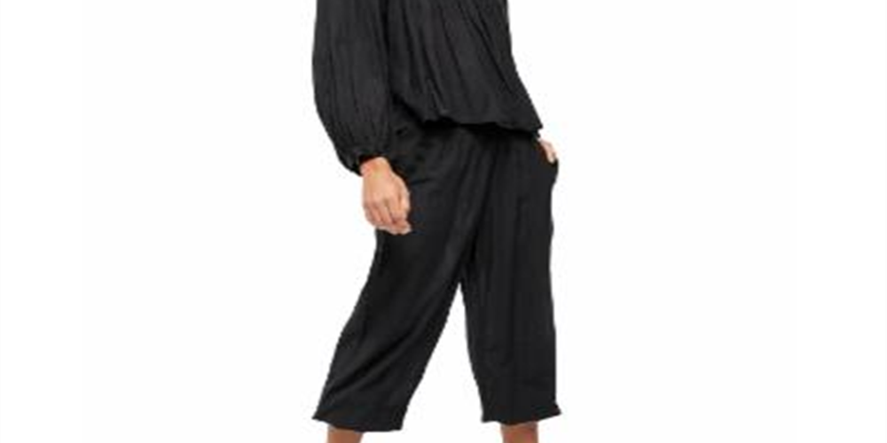 Camiseta unissex de manga comprida e gola redonda Free People, preta, tamanho extragrande