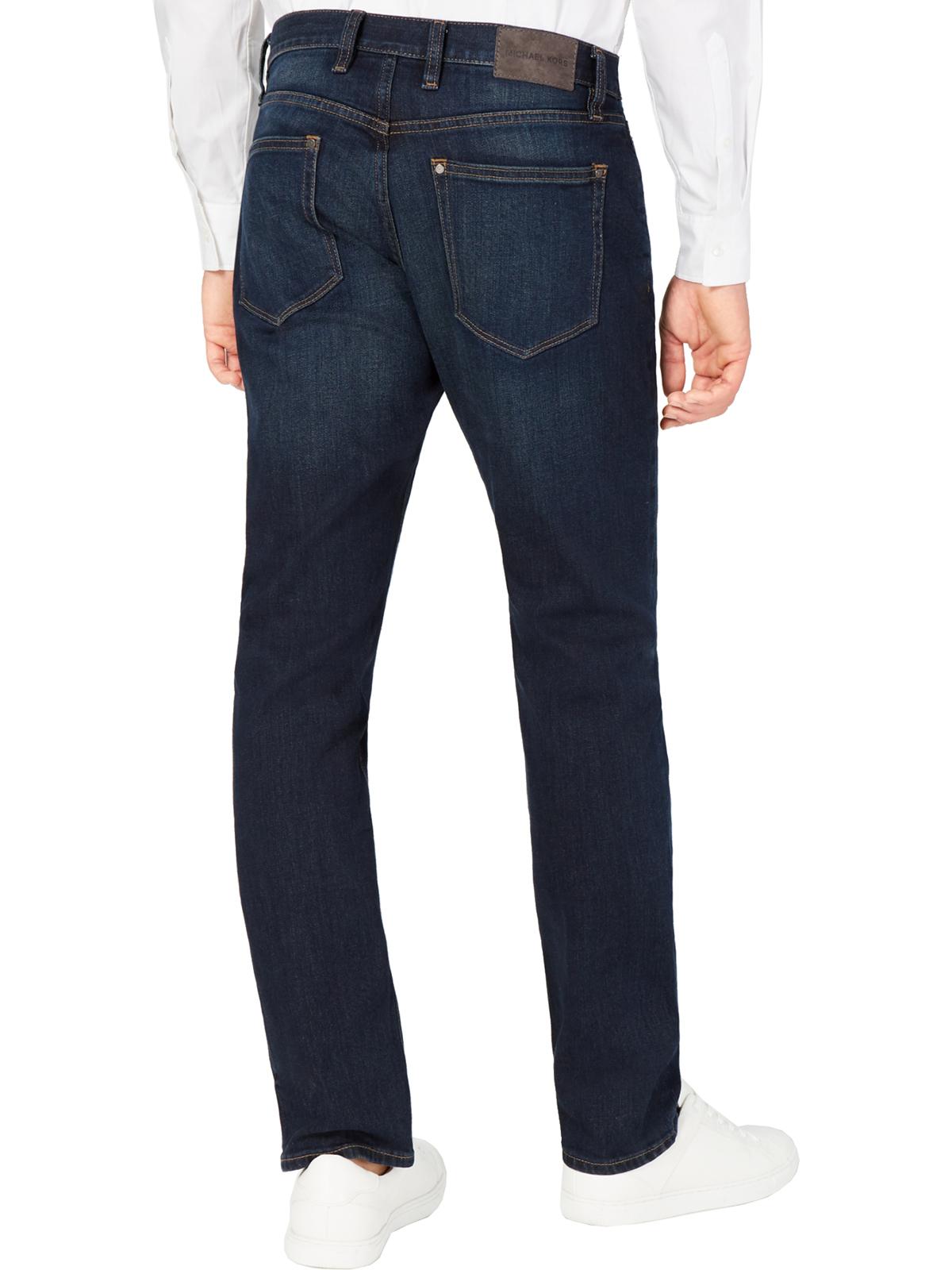 Calça jeans masculina Michael Kors Parker Denim Slim Fit Slim Leg Azul Tamanho 36