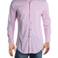 Camisa masculina Alfani com estampa slim fit e botões rosa/branco tamanho GG 17-17/5