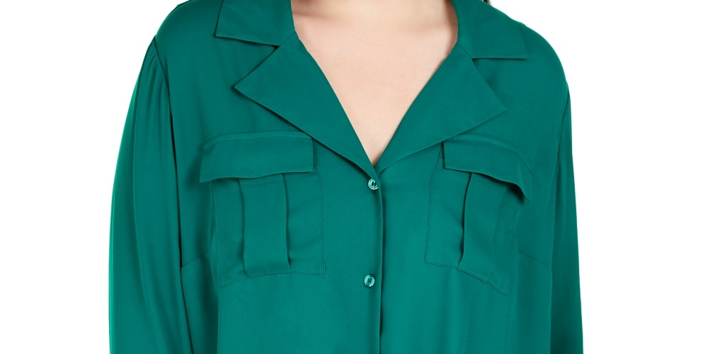 Blusa feminina plus size com amarração frontal, verde, tamanho 1X, da INC International Concepts