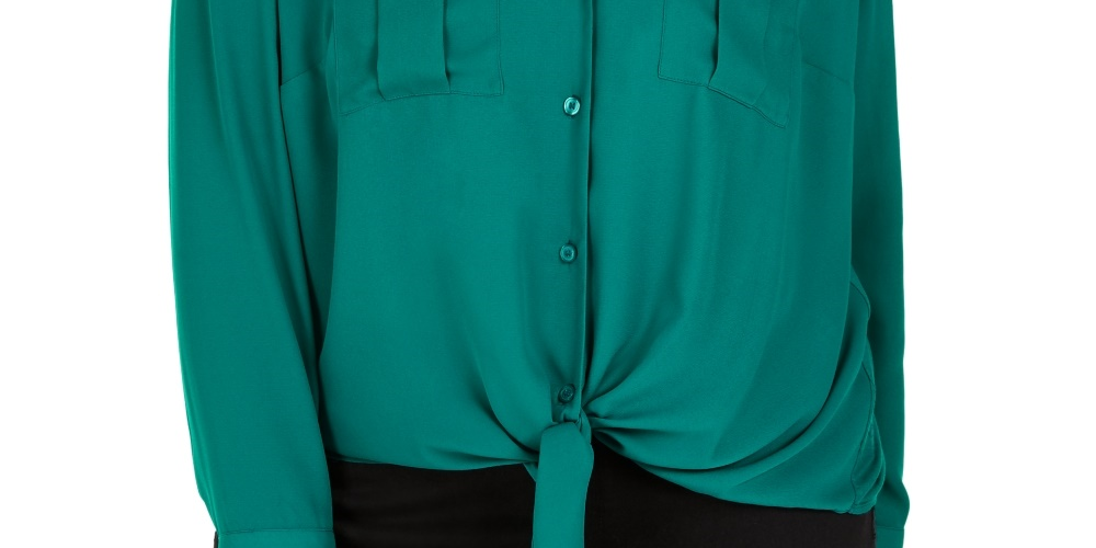 Blusa feminina plus size com amarração frontal, verde, tamanho 1X, da INC International Concepts