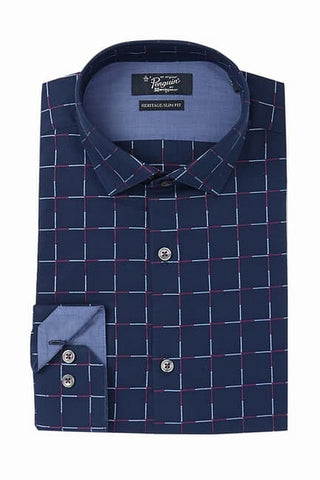 Quiksilver Men's Heritage Slim Fit Stitched Pattern Dress Shirt Blue Size 16.5x32-33