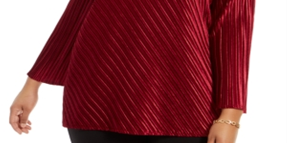 Blusa Alfani Feminina Plus com Decote em V e Canelado, Vermelha, Tamanho 0X