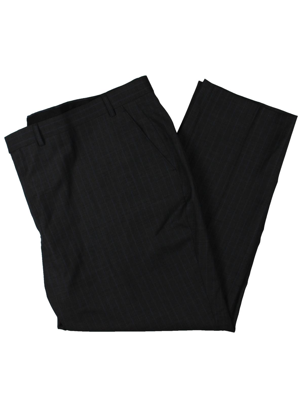Calça social listrada Ralph Lauren masculina Edgewood Wool Blend preta tamanho 34x30