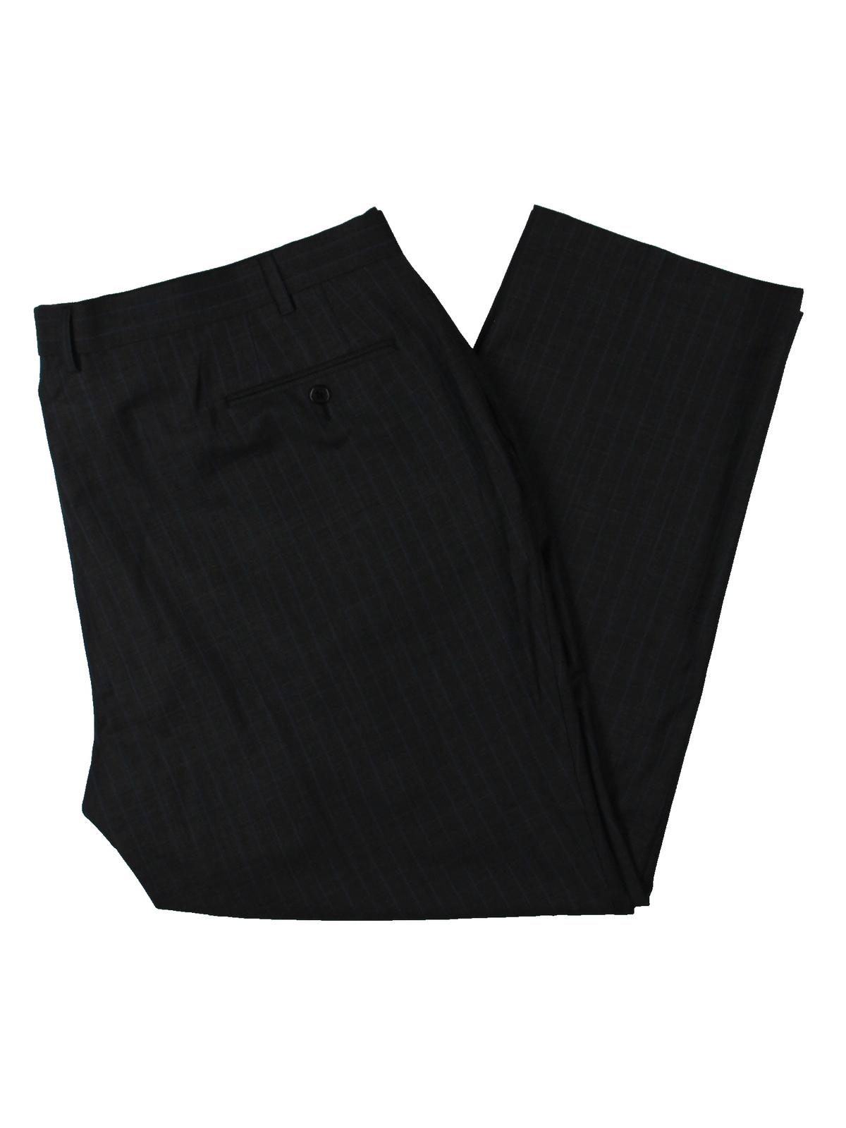 Calça social listrada Ralph Lauren masculina Edgewood Wool Blend preta tamanho 34x30