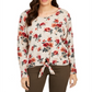 Suéter feminino com estampa floral e amarração frontal Style &amp; Co - Floral bege, tamanho médio