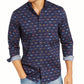 Camisa Masculina Club Room Regular Fit Performance Stretch Estampa de Peixe Azul Tamanho P