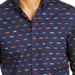 Camisa Masculina Club Room Regular Fit Performance Stretch Estampa de Peixe Azul Tamanho P