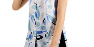 Blusa túnica feminina Alfani com gola abotoada, branca, vários tamanhos, pequena P