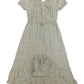 Vestido feminino estilo camponês alto e baixo, verde, tamanho pequeno