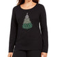 Camiseta feminina Karen Scott de algodão com estampa de Natal, preta, tamanho pequeno