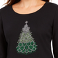 Camiseta feminina Karen Scott de algodão com estampa de Natal, preta, tamanho pequeno