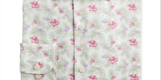 Camisa masculina Bar III com estampa floral e ajuste slim, branca e rosa, tamanho P