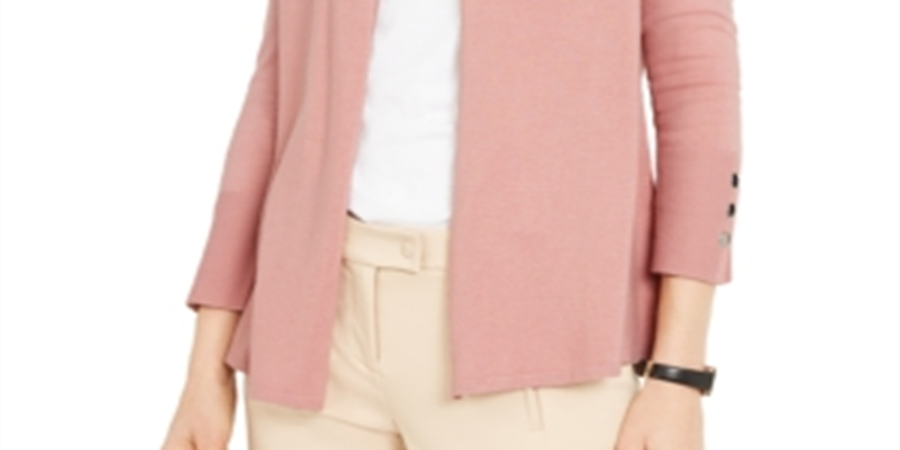 Cardigan feminino Alfani com mangas de encaixe rosa - Clay tamanho pequeno P
