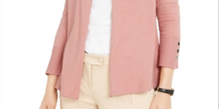 Cardigan feminino Alfani com mangas de encaixe rosa - Clay tamanho pequeno P