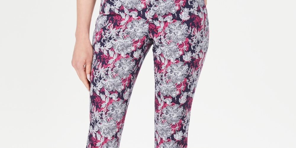 Calça jeans skinny feminina Charter Club Bristol com estampa floral e tornozelo, azul, tamanho 10