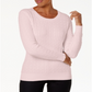 Karen Scott Suéter Feminino de Tricô de Algodão Rosa Tamanho Pequeno