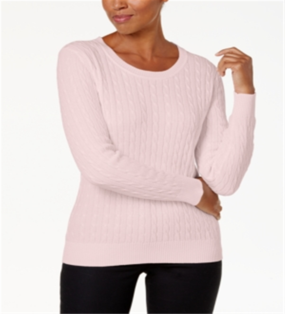 Karen Scott Suéter Feminino de Tricô de Algodão Rosa Tamanho Pequeno