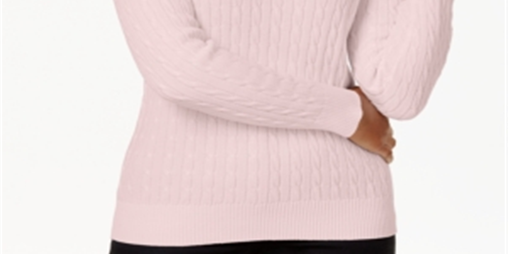 Karen Scott Suéter Feminino de Tricô de Algodão Rosa Tamanho Pequeno