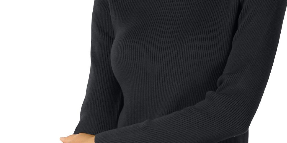 Karen Scott Suéter Feminino com Gola Careca e Canelado Preto Tamanho Pequeno